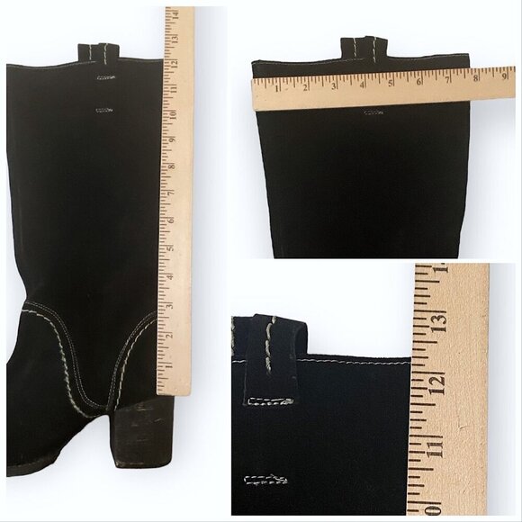 Bed Stu Black Suede Mid Calf Boots, chunky heel, Size 6 - Picture 12 of 16